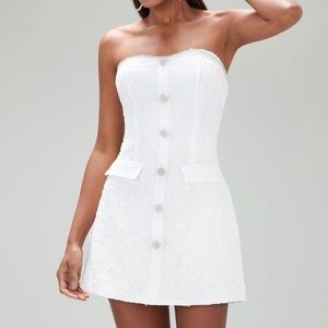 White Tweed Tube Dress